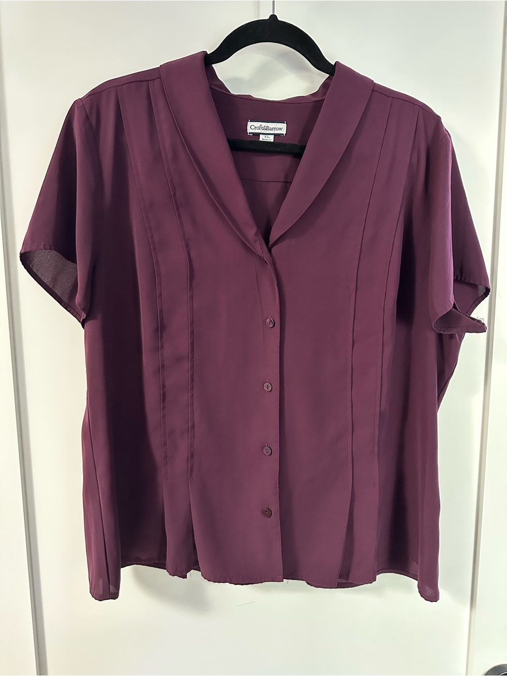 Purple short sleeved blouse